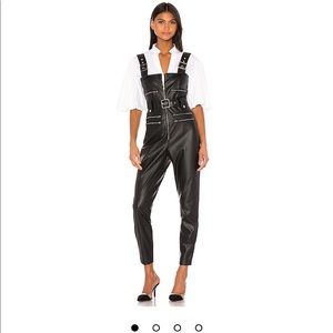 WeWoreWhat Vegan Leather Moto Overalls